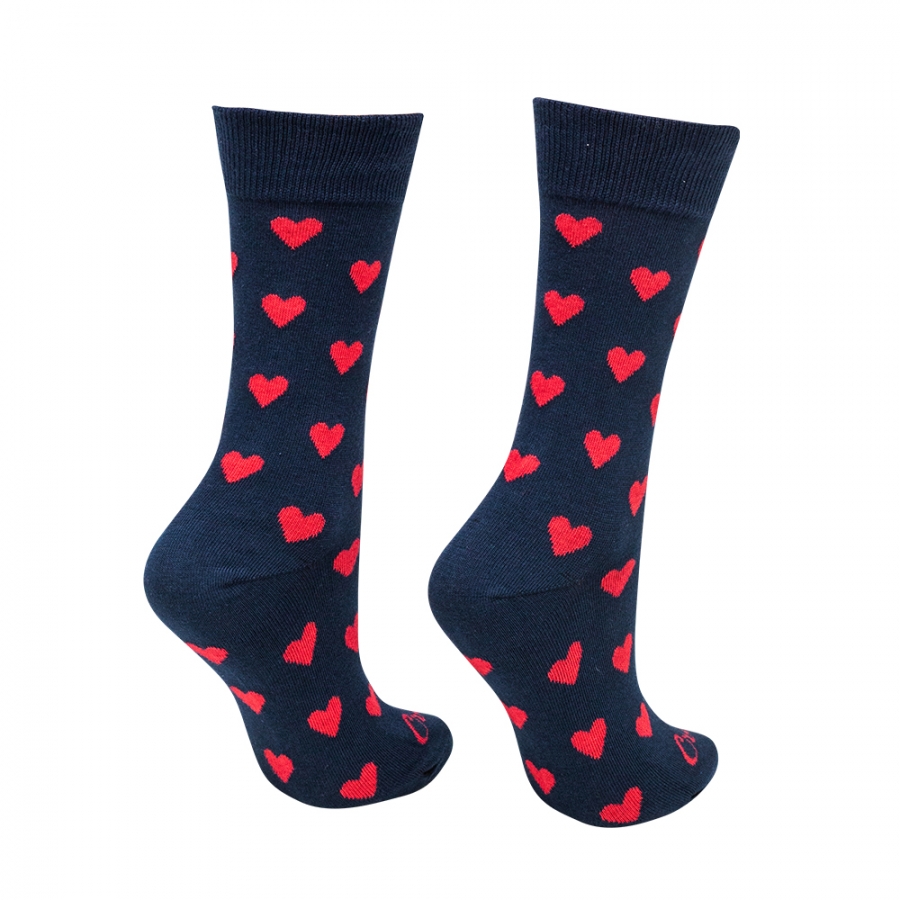  Ponožky srdíčka modro-červené